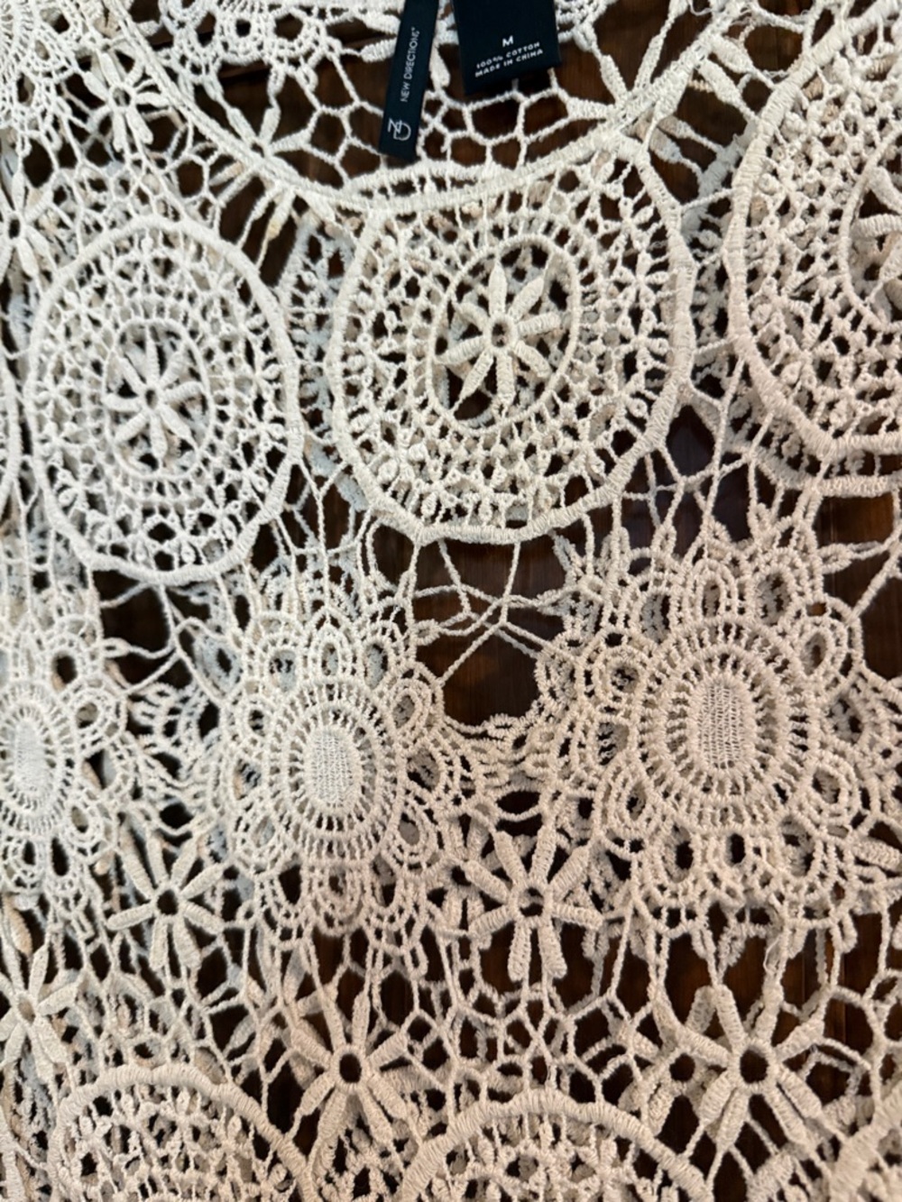 New Directions 100% cotton floral lace top or beach cover size M EUC - Picture 4 of 10